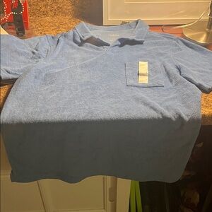 Classic Terry cloth Blue Polo Shirt for Men